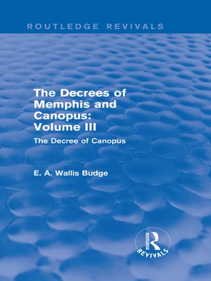 cover image of The Decrees of Memphis and Canopus